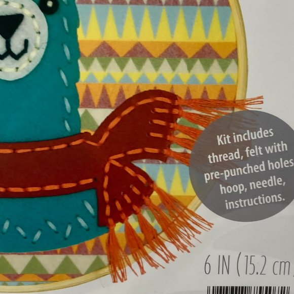 Dimensions Felt Applique Kit LLAMA Thread Felt Hoop Needle Instructions 6" - Picture 5 of 16